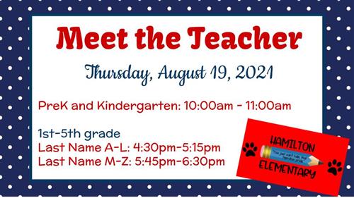Meet the Teacher 8/19/21